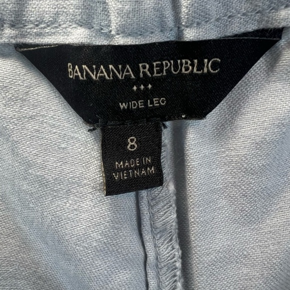 Banana Republic Womens Linen Blend Wide Leg Pleated Trouser Pants Elastic Size 8 - Picture 7 of 14